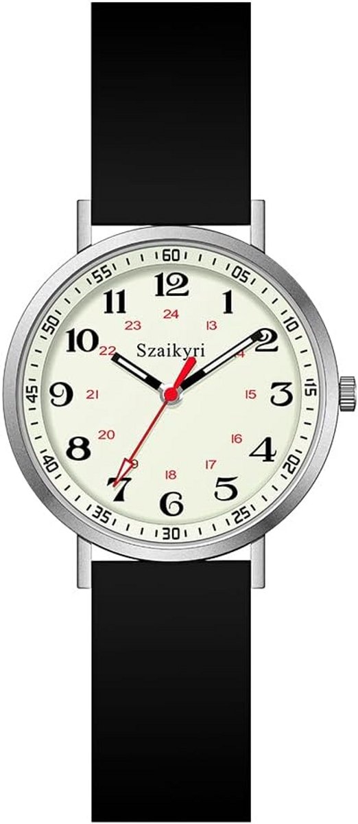 Lichtgevend Verpleegstershorloge Dames Heren - Gemakkelijk Afleesbare Medische Zakhorloge met Siliconen Band