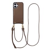 Selencia Hoesje - Geschikt voor Apple iPhone 17 - Backcover met koord en pashouder - Mocha Brown
