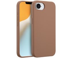 Accezz Hoesje - Geschikt voor Apple iPhone 17e / 16e - Liquid Silicone Backcover geschikt voor MagSafe - Lichtbruin