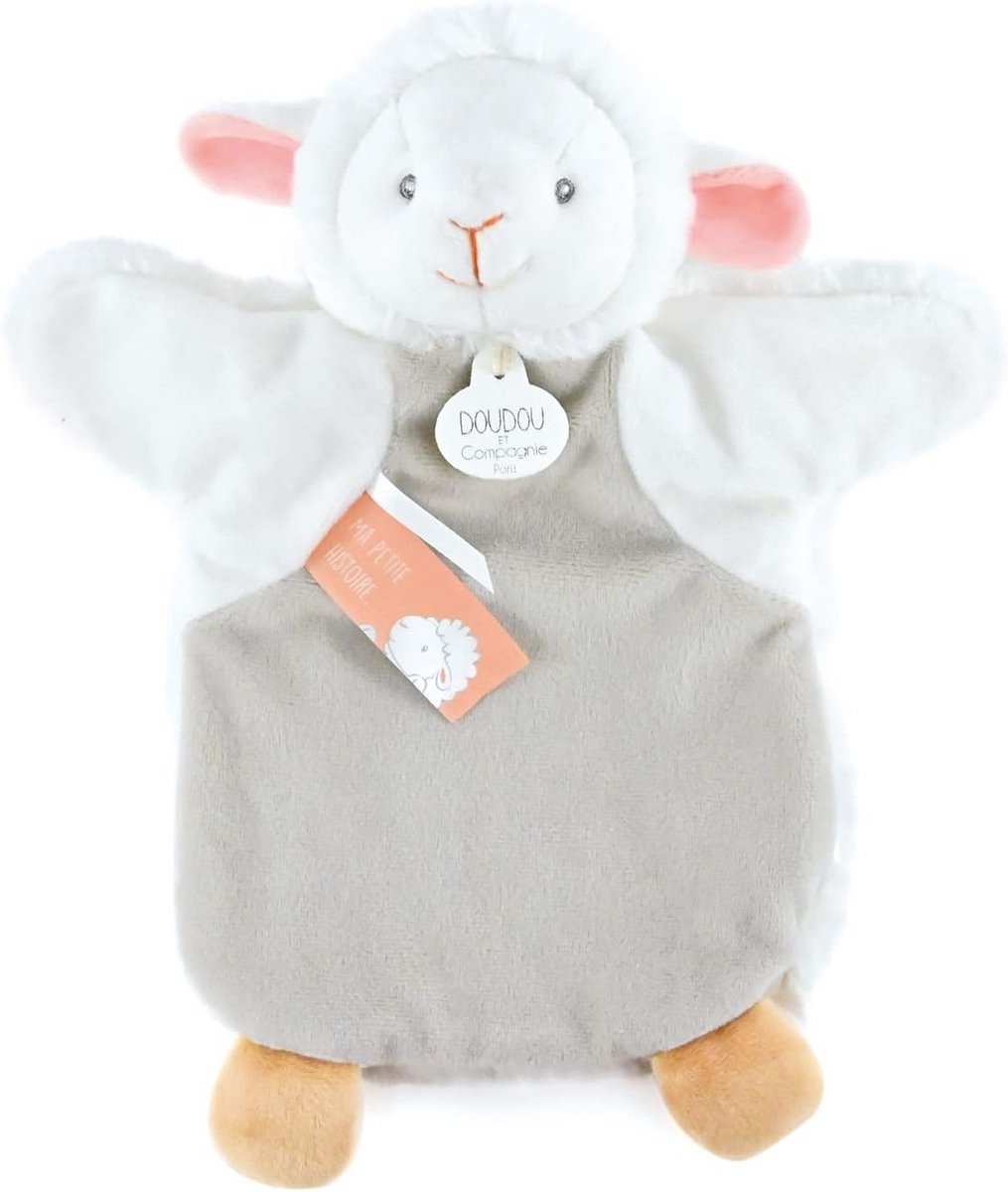 Zachte Knuffellam Marionet Beige Wit - Knuffelbeest voor Baby's en Kinderen