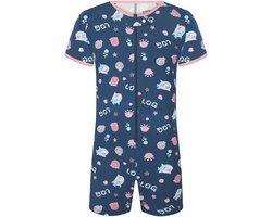 Landofgenie Volwassen Romper voor Mannen - Korte Mouw Pyjama met Knopen Kruissluiting, Bodysuit