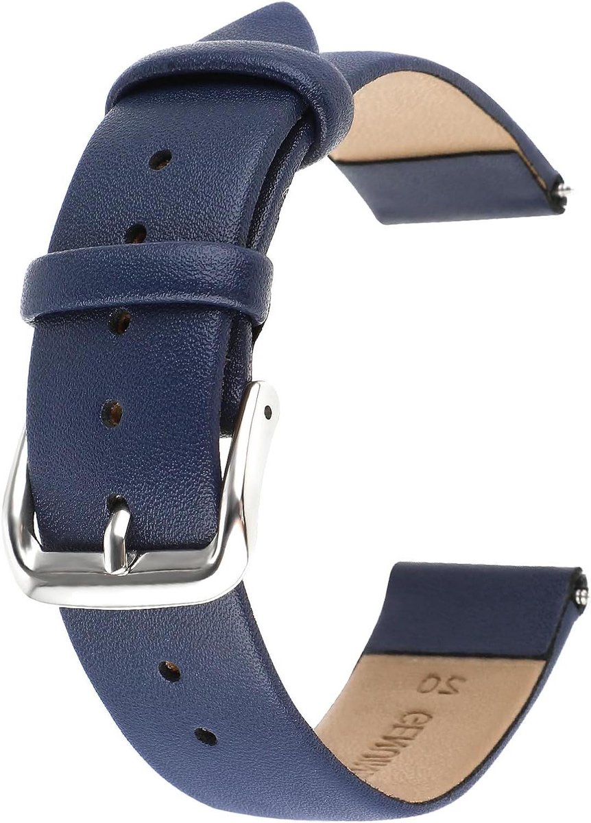 Allecta - Universele vervangende horlogeband van zacht kalfsleer met roestvrijstalen gesp - Vintage stijl - 18mm-20mm-22mm