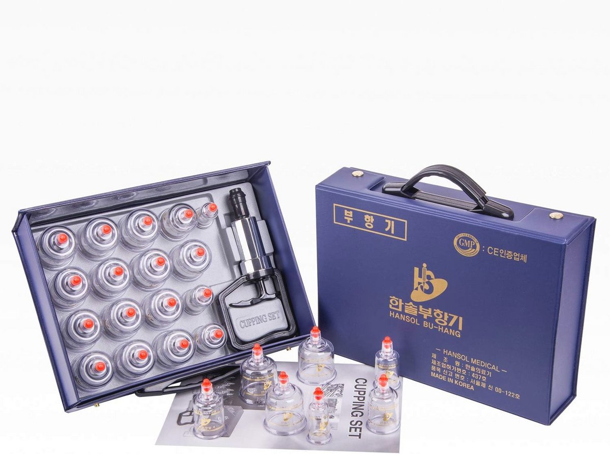 Professionele Cupping Therapie Apparatuur Set met 17 Kopjes en Engelse Handleiding