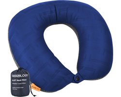 TREKOLOGY Opblaasbaar Reis Nek Kussen - Lichtgewicht, Ergonomisch Nek Kussen voor Vliegtuig en Lange Vluchten - Compact Vliegtuig Reis Kussen met Wasbare Hoes - Comfortabel Nek Rust