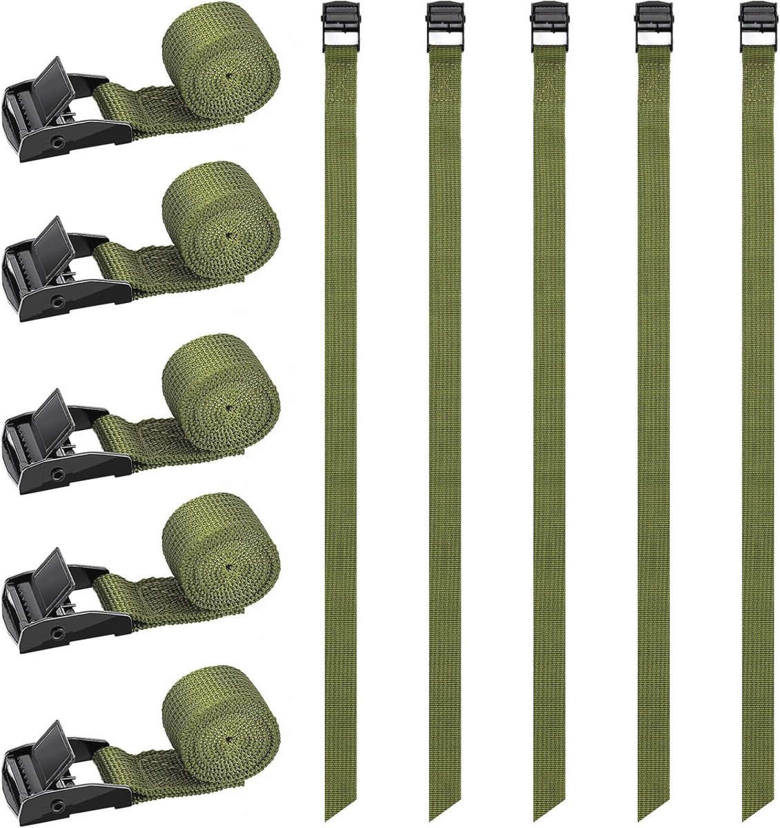 Spanbanden 50 cm - 10 stuks bevestigingsriemen voor fiets, motorfiets en bagage