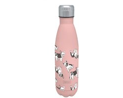 NERTHUS FIH 513 Dubbelwandige thermosfles voor koud en warm, hondendesign, 18/8 roestvrij staal, BPA-vrij, 0,5 l