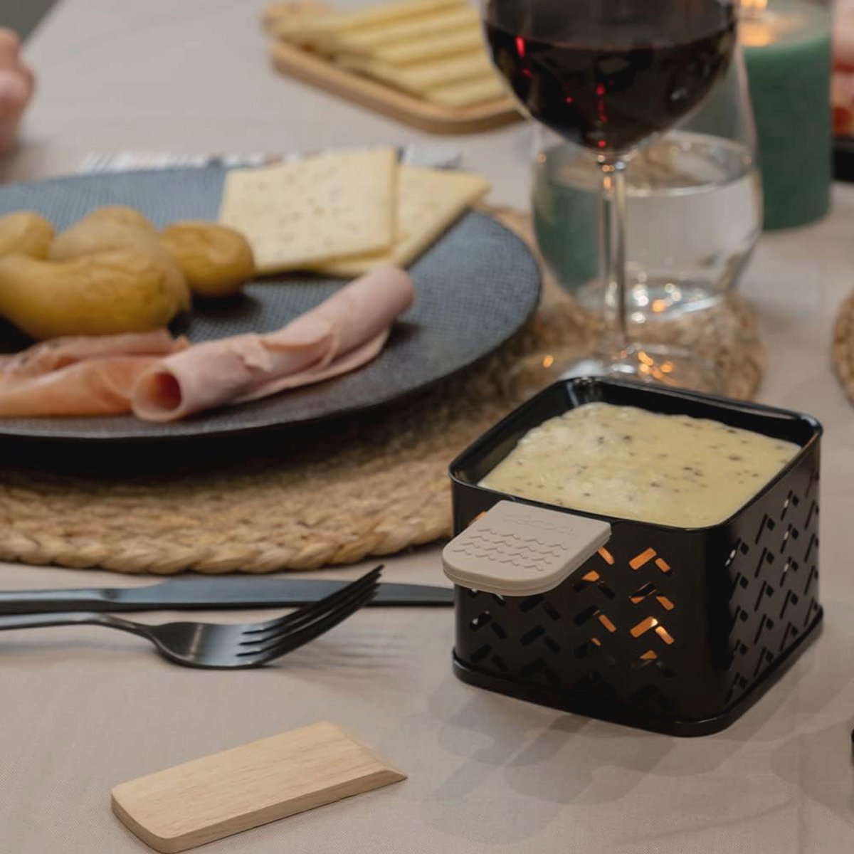 Set van 4 kaarswissers voor raclette - Smelt kaas in 2 minuten - Compact en stroomloos — cadeau in Kookcadeaus - foto 6