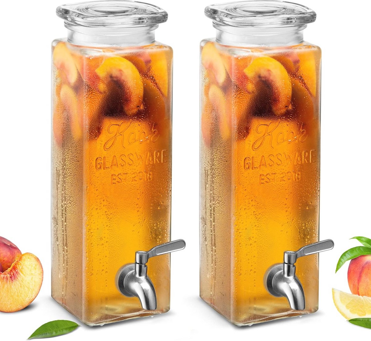 Glazen drankdispenser met lekvrije kraan, 80 oz - Ideaal voor water, ijsthee, sangria en limonade