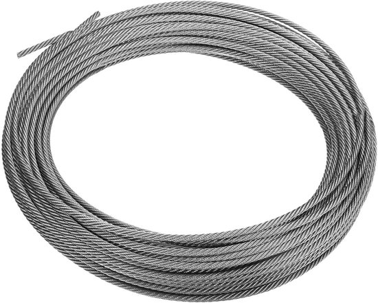 ROESTVRIJ STAAL staalkabel = 6,0 mm, 7x7, staalkabel A4, roestvrij staaldraad V4A INOX staaldraad, roestvrij stalen kabel (roestvrij staal V4A, 100 meter