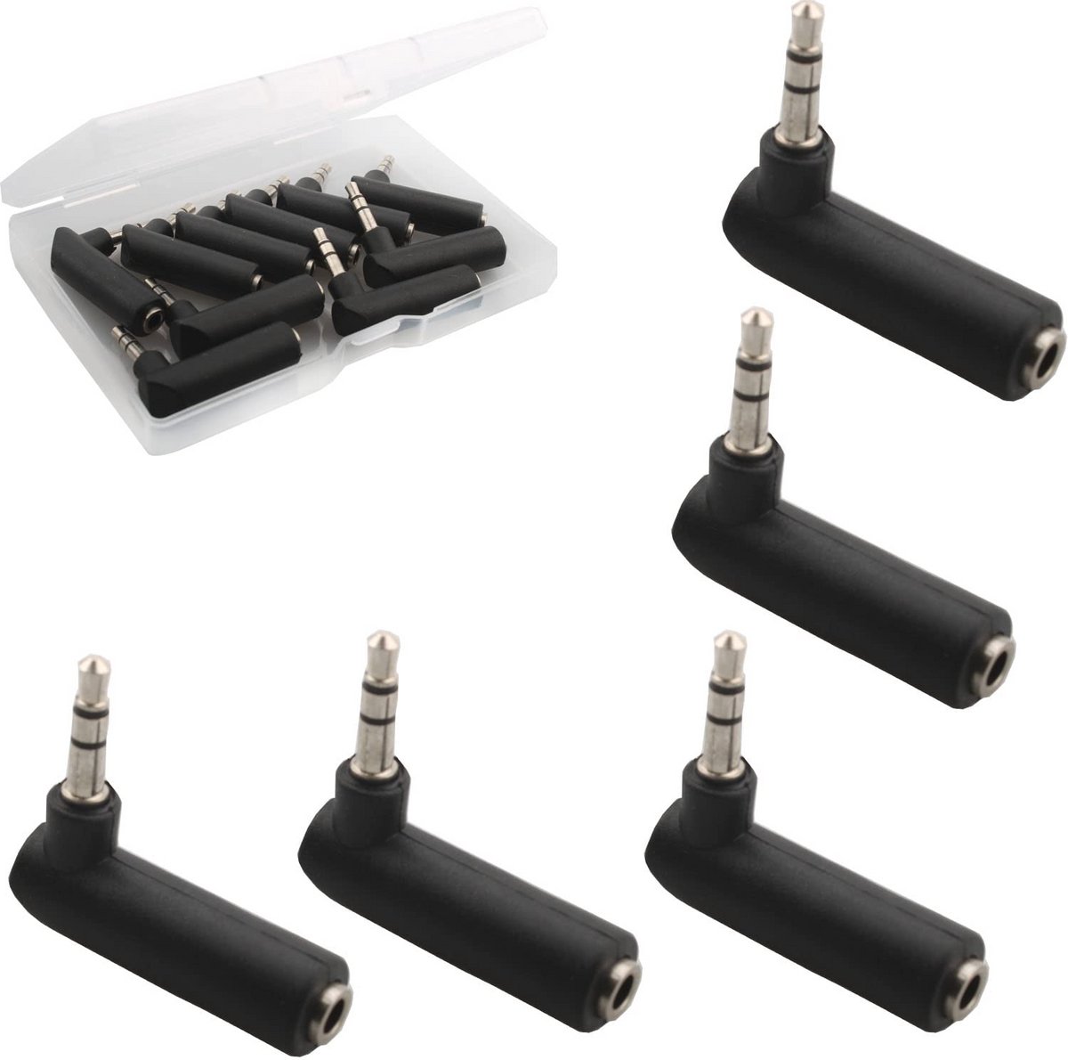 10 Stuks 3,5 mm Hoekadapter voor Audio - 90 Graden TRS Stereo Jack