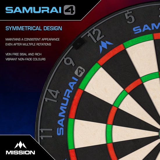 Mission Samurai 4 Graphite - Professional Dartbord van Mission — afbeelding 3
