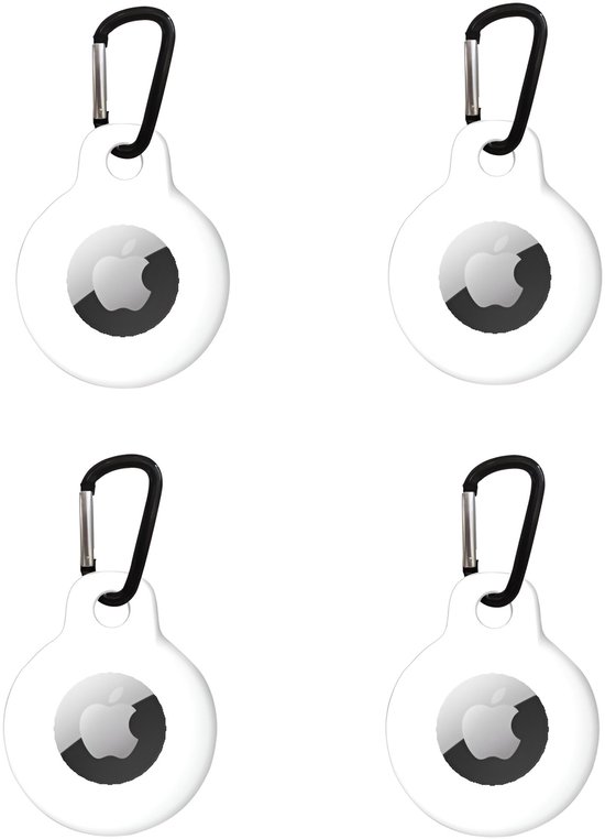 Studio Air® AT2 Airtag Sleutelhanger 4 pack - Wit - Krasbestendig, wasbaar en stofwerend hoesje - Ideale Apple Airtag houder