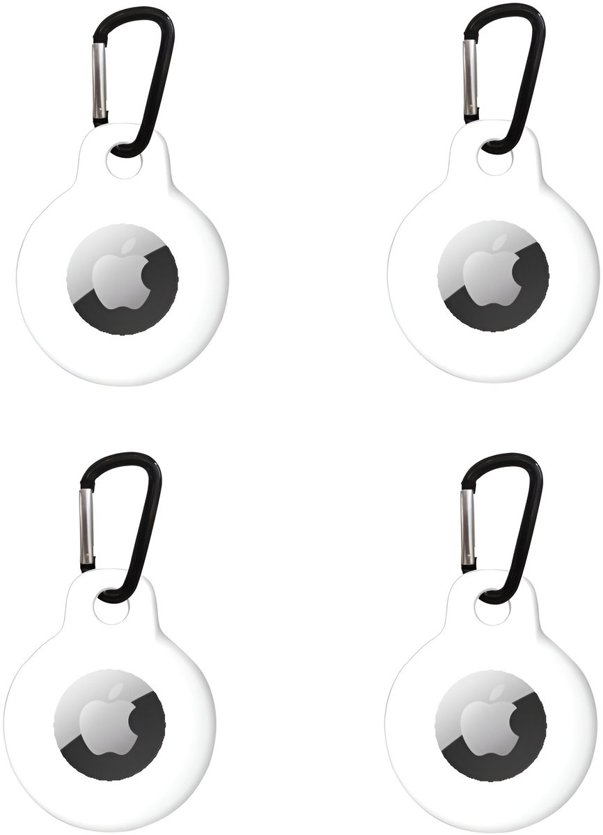 Studio Air® AT2 Airtag Sleutelhanger 4 pack - Wit - Krasbestendig, wasbaar en stofwerend hoesje - Ideale Apple Airtag houder