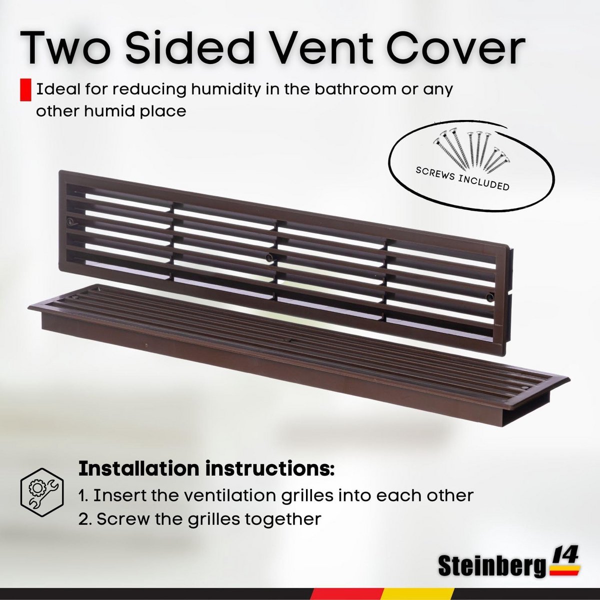 Ventilatierooster 450x92mm - Deurrooster voor Passieve Ventilatie - Kunststof ABS