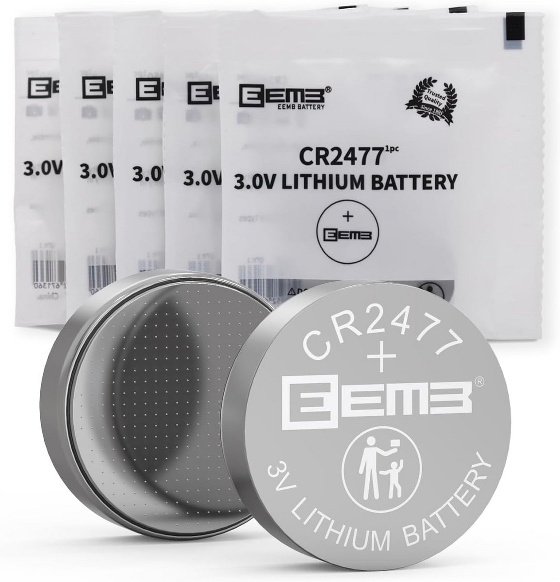 5-pack CR2477 3V lithium knoopcelbatterijen voor elektronica en apparaten