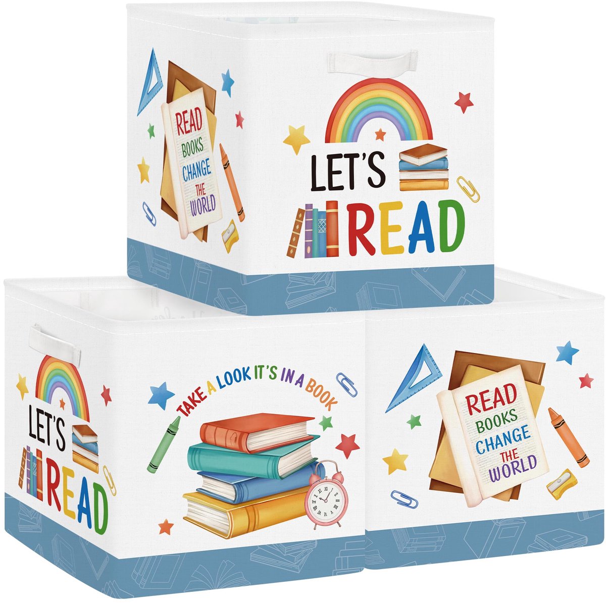 Ibenzoa® Set van drie kleurrijke opbergdozen voor kinderkamer met regenboogmotief