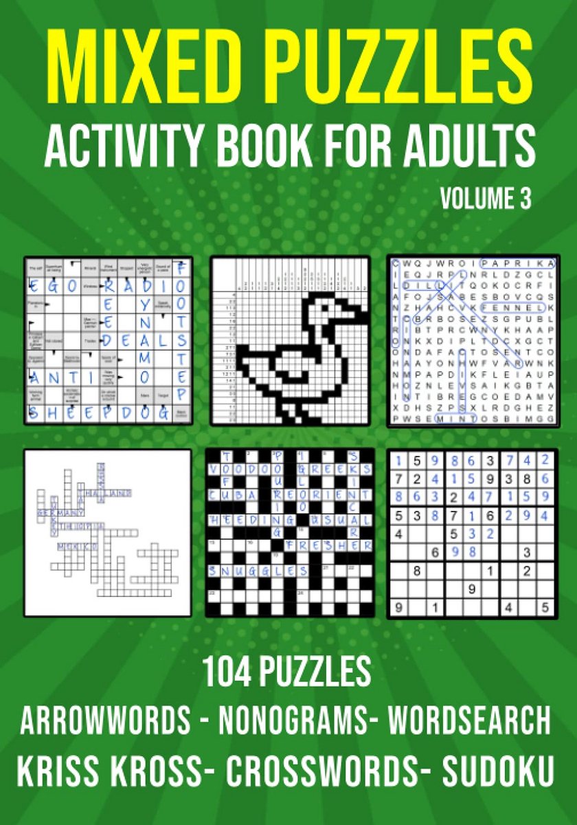 Gevarieerd Puzzelboek Volume 3: Arrowwords, Kruiswoordraadsels, Woordzoekers en meer