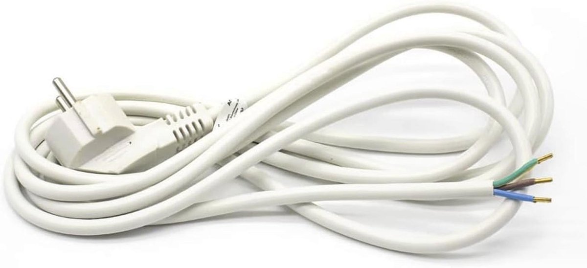 Stroomkabel voor Schuko-stekker, 3 x 1 mm, 3 m, wit