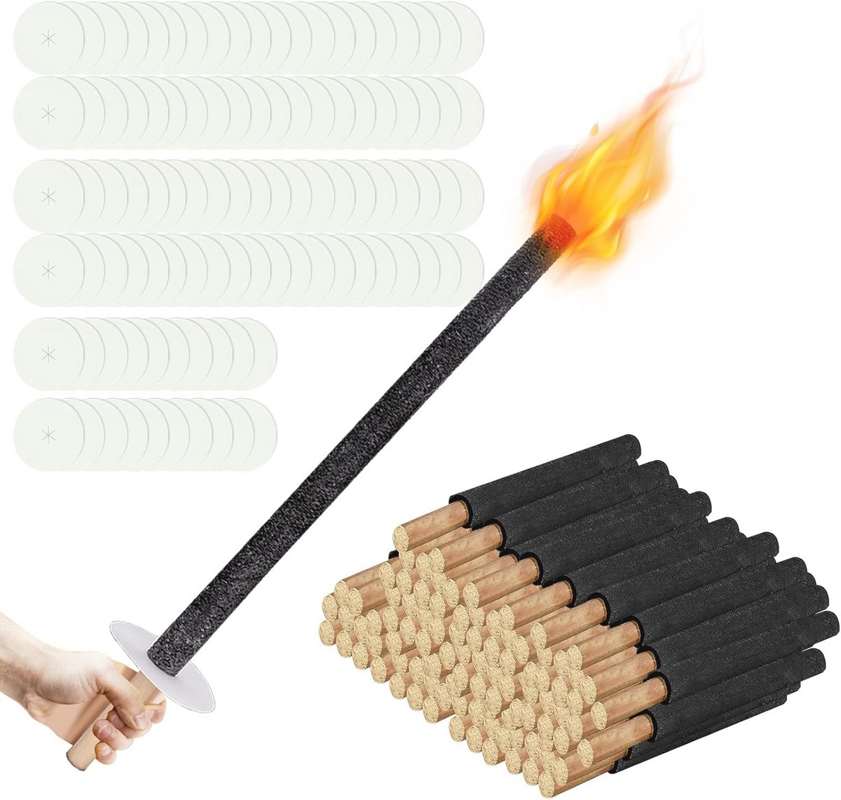 Natuurlijke Was Tuinfakkels 50 Stuks - 42 cm, Brandtijd 45 Minuten, Ideaal voor Outdoor Activiteiten