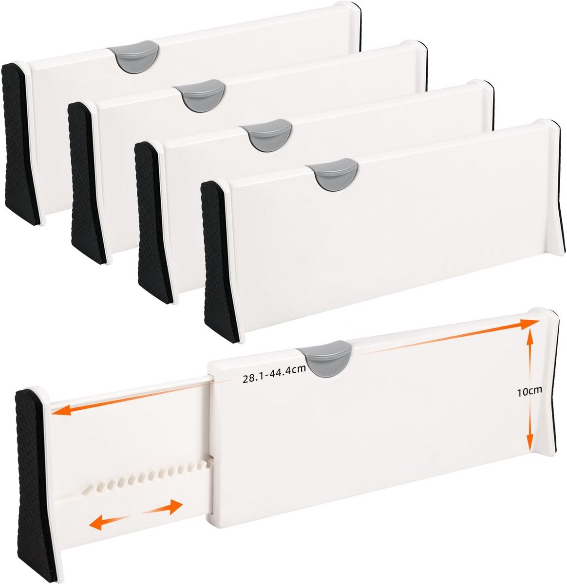 Verstelbare Ladescheiders (Set van 4) - Ideaal voor Keuken, Kledingkast en Bureau - Wit