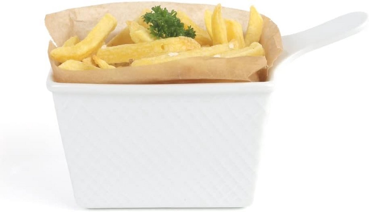 Frituurmand Schalen Wit Porselein - Set van 4 - Ideaal voor Friet en Snacks