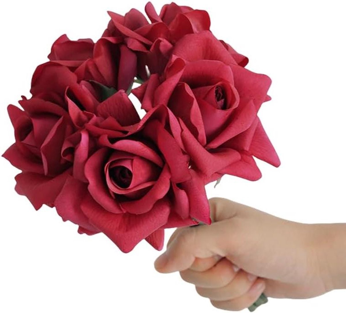 Cosensi Kunstmatige rozen bloemen met echte touch zijde, 10,2 inch stengel voor bruidsboeketten - DIY arrangement boeket - bruiloft decor - 6 stuks - Rood Any