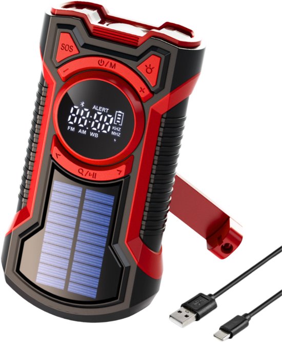 Weerradio, 5000Mah Emergency Hand Crank Radio met Solar Opladen & Batterij Bediend, Auto Scan Am/Fm/Sw Radio met Led Zaklamp, USB-oplader, Sos Alarm, voor Outdoor Camping, C-F, Groen
