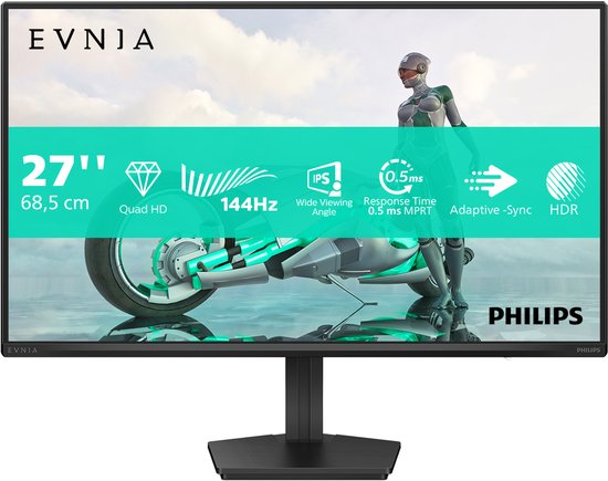 Philips 27″ IPS Gaming Monitor 2560×1440 QHD 144Hz 0,5ms Smart MBR Zwart 27M2N3500NF/00