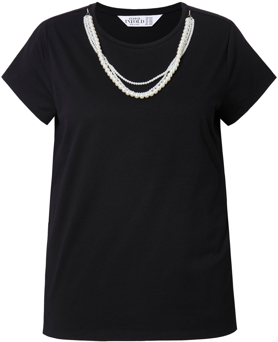Studio Untold - Dames - T-shirt classic shape afneembare sierketting - Zwart - Maat 42+