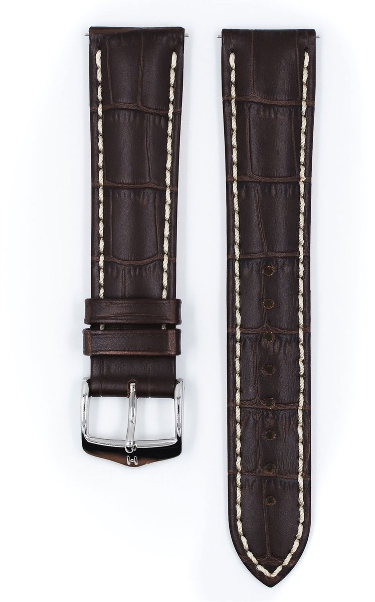 Hirsh Horlogeband - Modena Donkerbruin - Leer - 19 mm