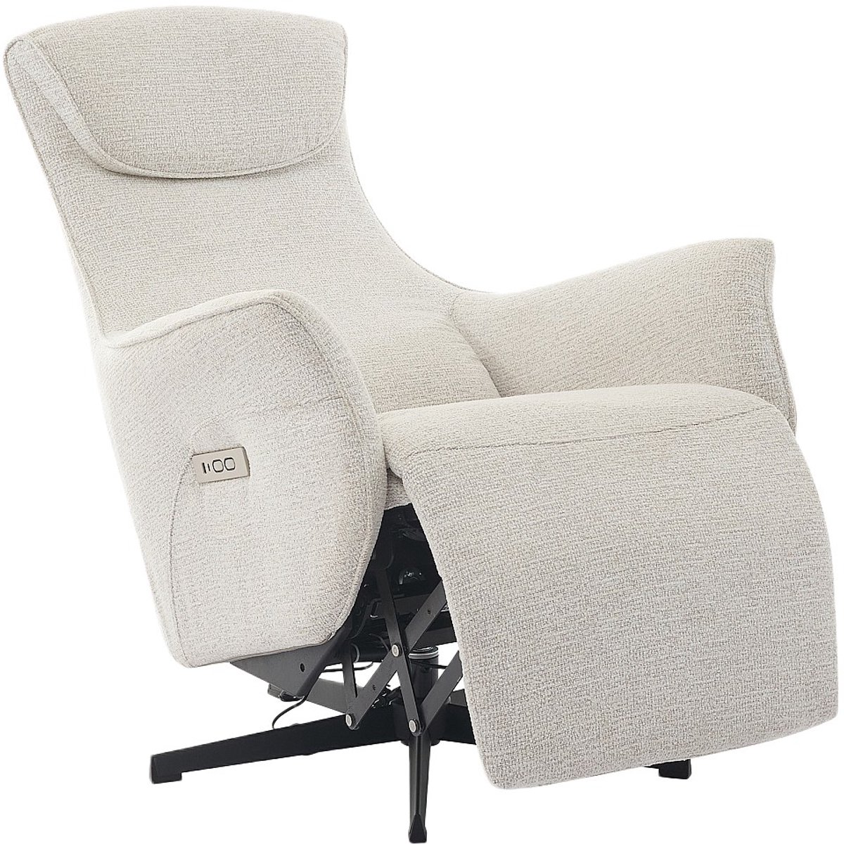 Vente-unique Elektrische relaxfauteuil in beige getextureerde stof TASEMO