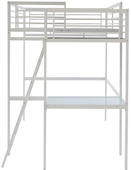 Vente-unique Hoogslaper metaal wit 140 x 190 cm CASUAL