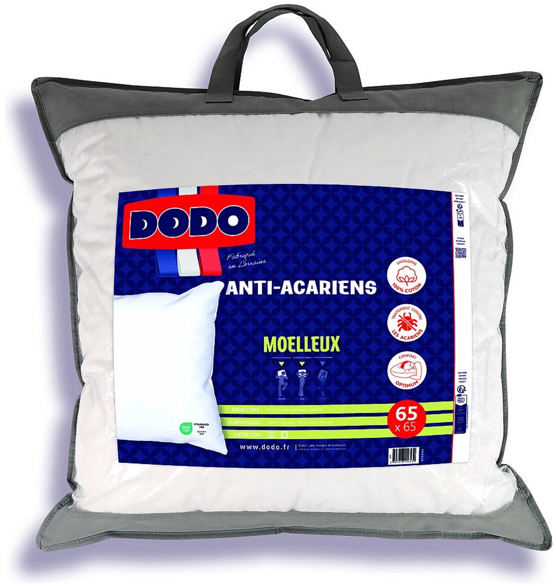 DODO Hoofdkussen DODO ACTI PLUS II tegen allergieën - 65 x 65 cm
