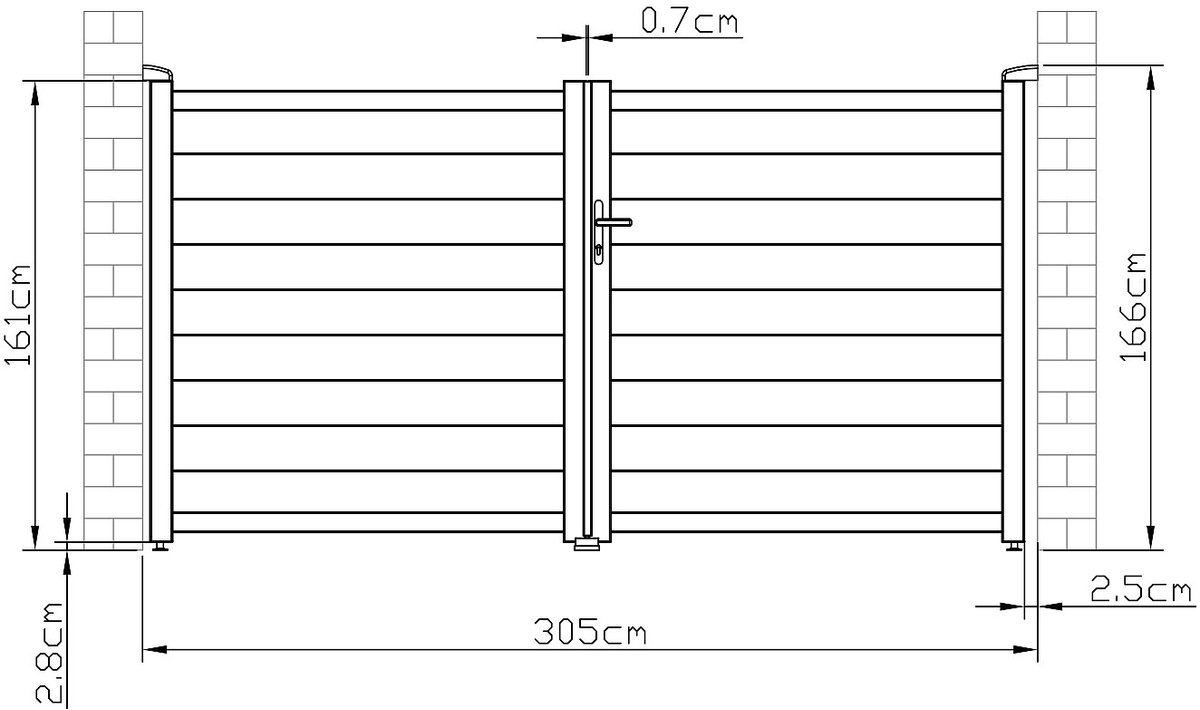 Vente-unique Gemotoriseerde draaipoort van aluminium antraciet - L305 x 166cm - NAZARIO