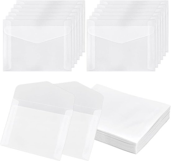 50 Stuks Lege Envelop Doorschijnende Papieren Enveloppen Set Brief Vintage Bruiloft Uitnodiging Enveloppen Voor Kaarten