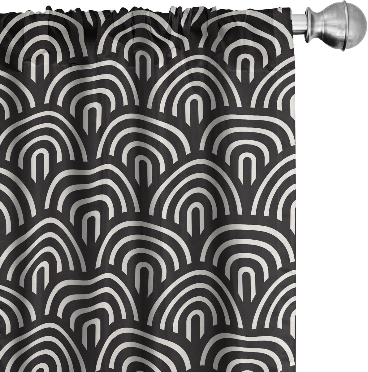 ABAKUHAUS – Arcs Halfronde Gordijnen – 2x75x245 cm – Creme & Donkergrijs