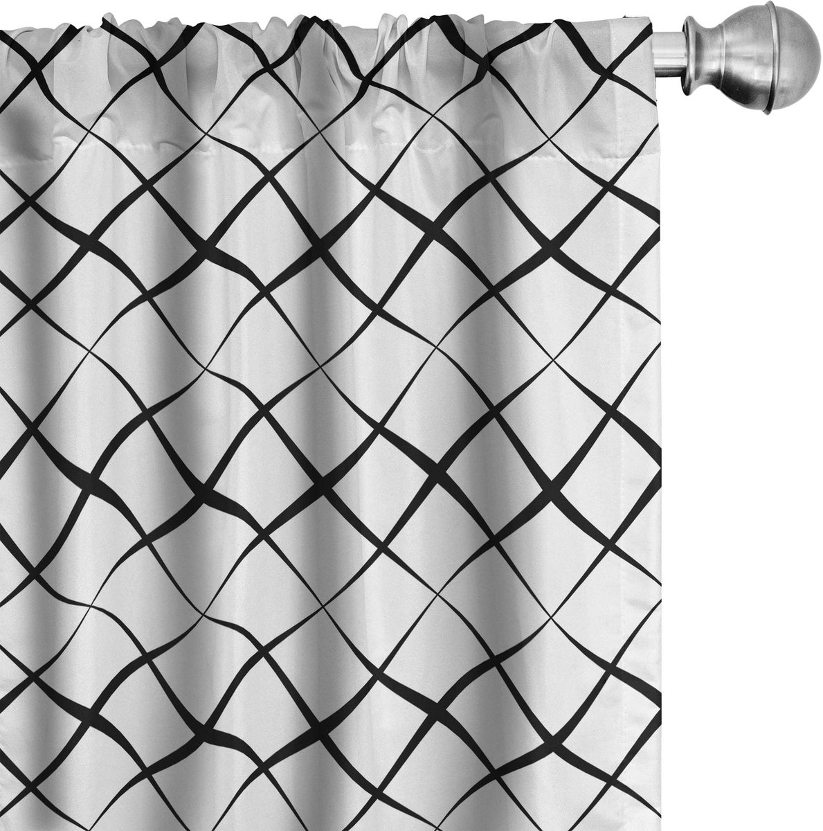 ABAKUHAUS Zwart-Wit Gordijnset – 2x75x225 cm, Halfdonker, Microfiber
