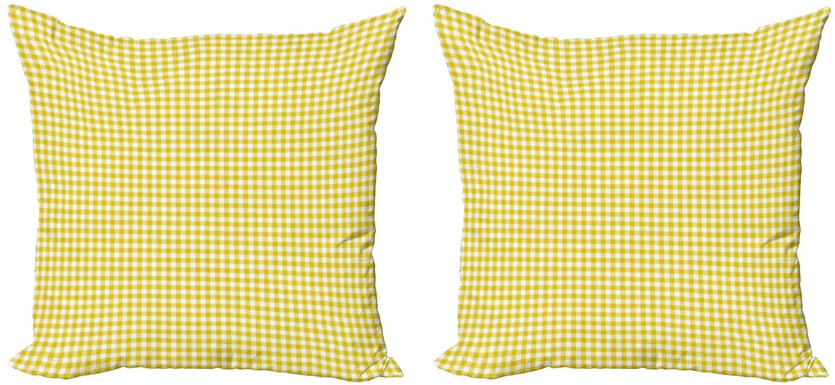 ABAKUHAUS Abstrakt Kussenhoes – 40x40 – Dubbeldruk – geel/wit