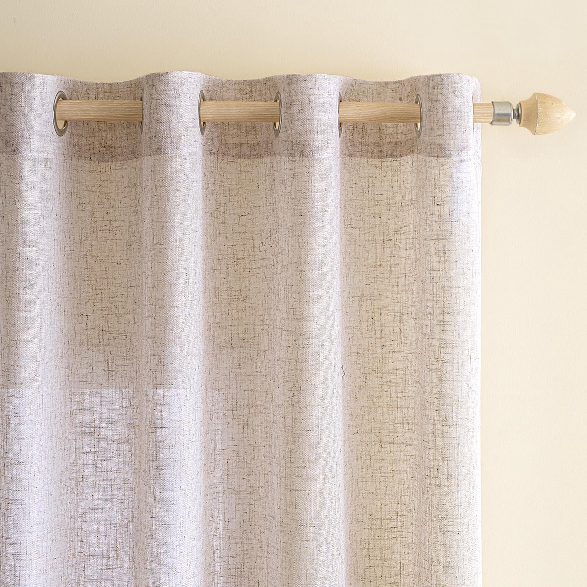 Unyqoos Moderne half-transparante linnenlook gordijnen voor woonkamer en keuken Beige