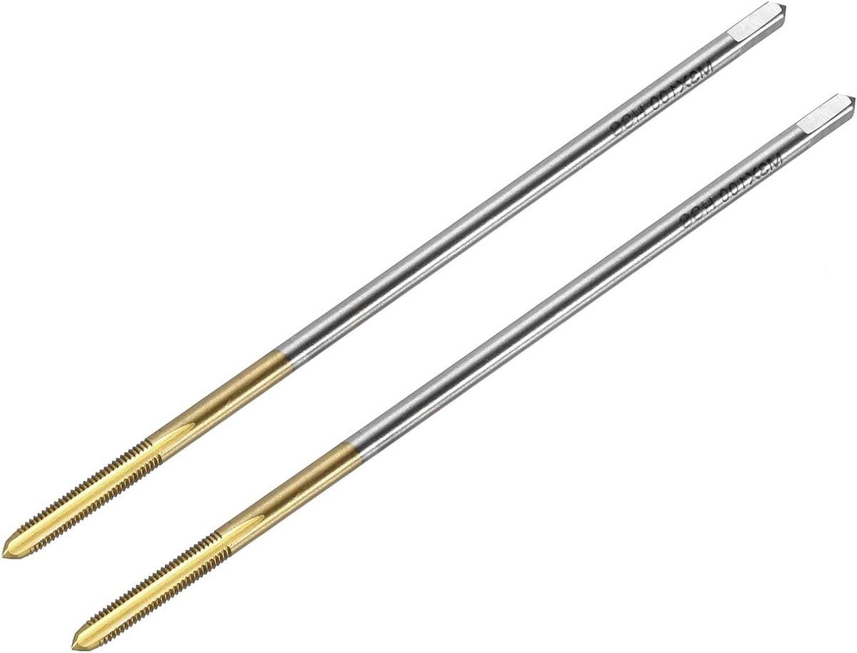Cosensi - 2 stuks rechte fluittappen M3 x 0,5 titanium coating schroefdraadsnijmachine M35 hogesnelheidsstaal