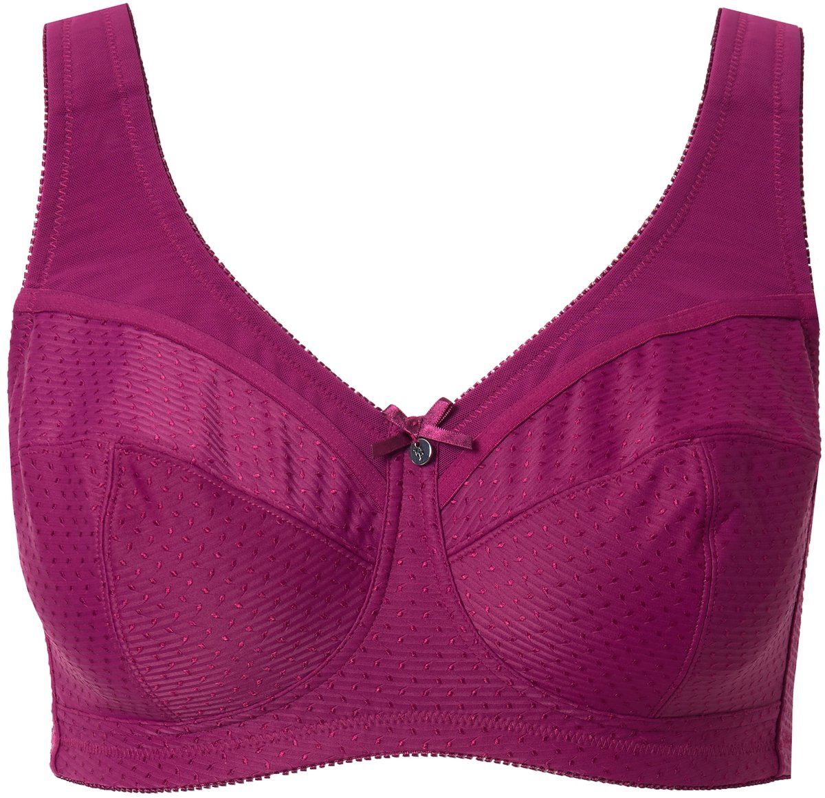 Ulla Popken - Dames - Kelly steun beha structuur zonder beugel - Fuchsia roze - Maat 115C