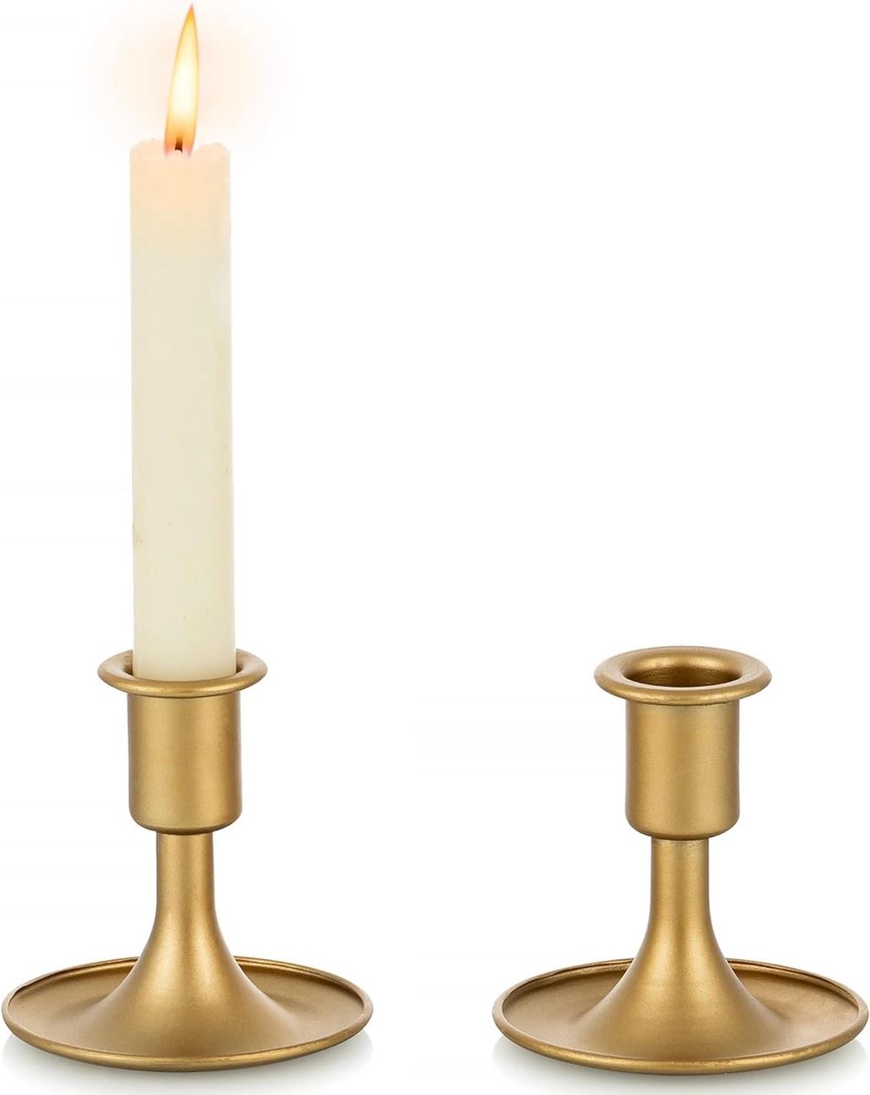 Cosensi - Gouden kaarsenhouder set van 2 voor tafel decoratie, bruiloft en kerst