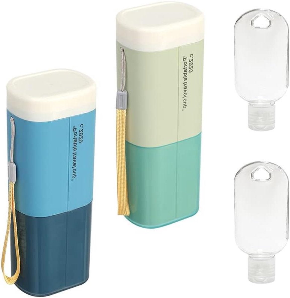 Cosensi - Draagbare tandenborstelhoes en reiscontainers voor zakenreis, camping en wandelen - Set van 2 (groen, blauw)
