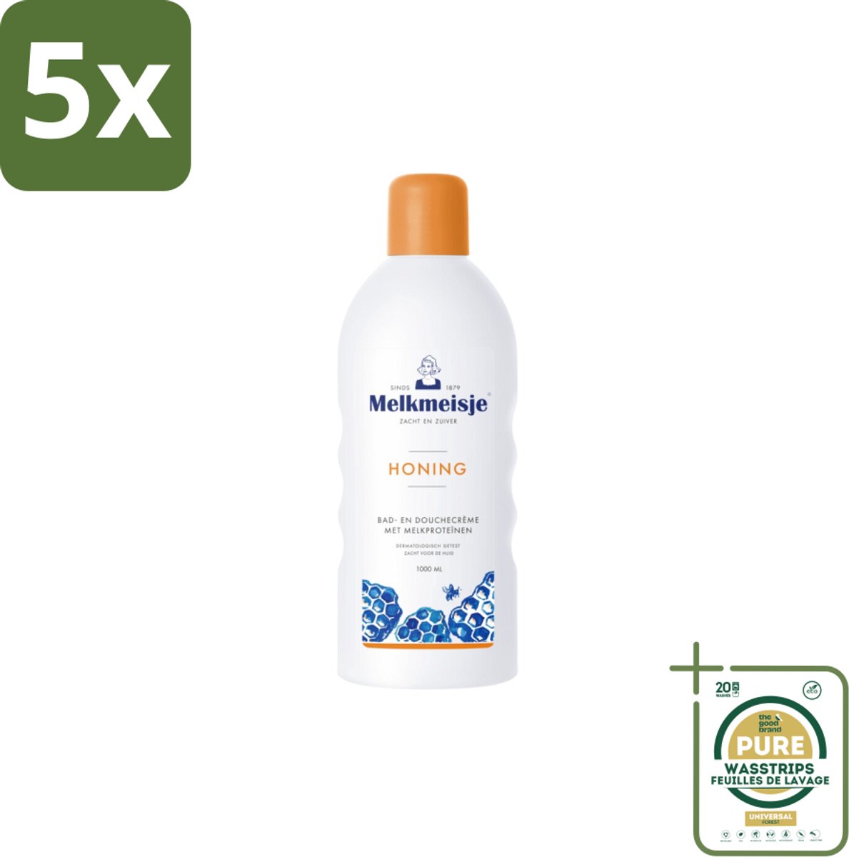 5 x Melkmeisje – Bad & Douche – Honing – 1000 ml - Grootverpakking - Koffiezetapparaat - Koffiezetapparaat - Koffiezetapparaat
