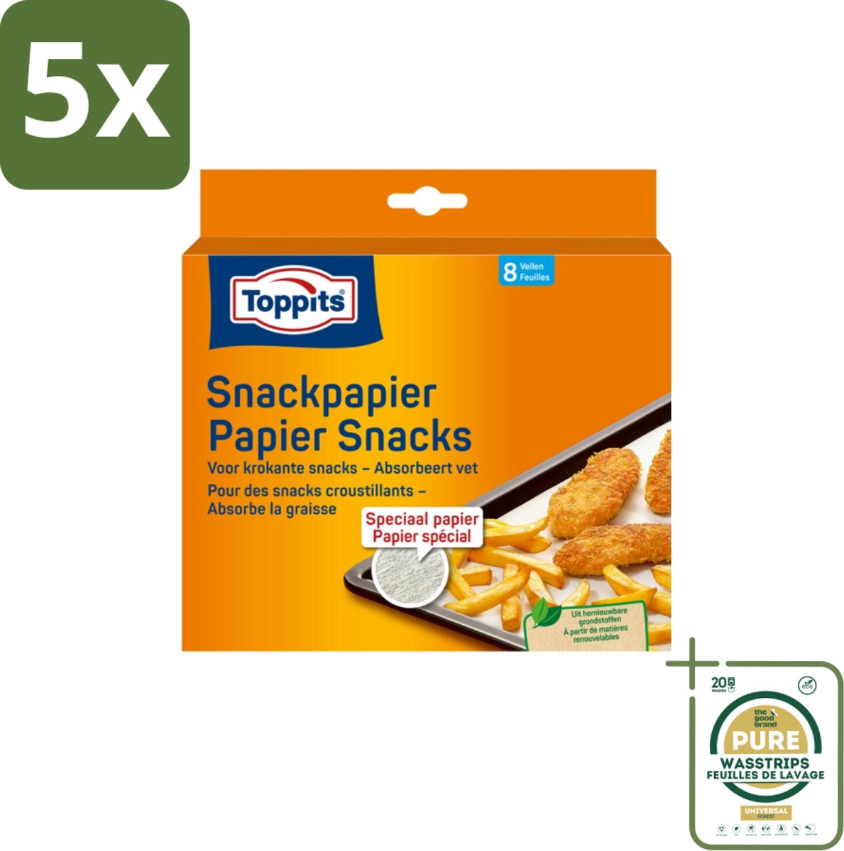 5 x Toppits – Snackpapiervellen – 8 Zakjes - Grootverpakking - Koffiezetapparaat