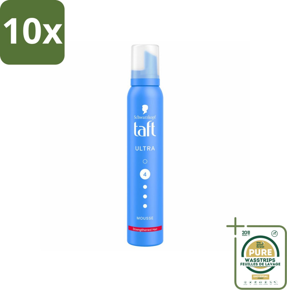 10 x Taft - Haarmousse - Ultra 4 - Volumineuze fixatie - 200 ml - Grootverpakking - Haarmousse - Volume - Fixatie - Haartype - Hittebescherming