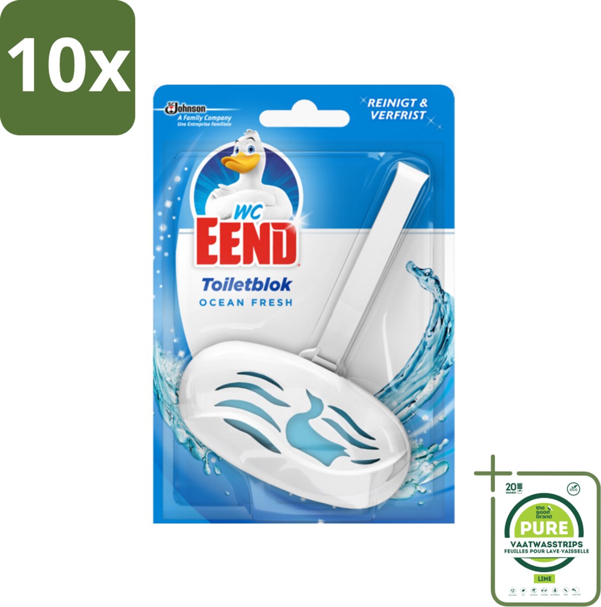10 x WC Eend - Ocean Fresh - Toiletblok - Frisse Oceaangeur bij Elke Spoelbeurt - 40 gr - Grootverpakking - Toiletblok - Wc Reiniger - Frisse Geur - Kalkaanslag - Toilet Schoonmaak