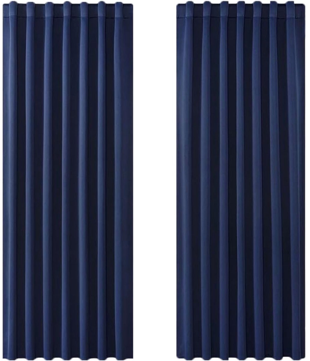 Unyqoos® Marineblauwe verduisteringsgordijnen met verborgen lussen en stangdoorgang