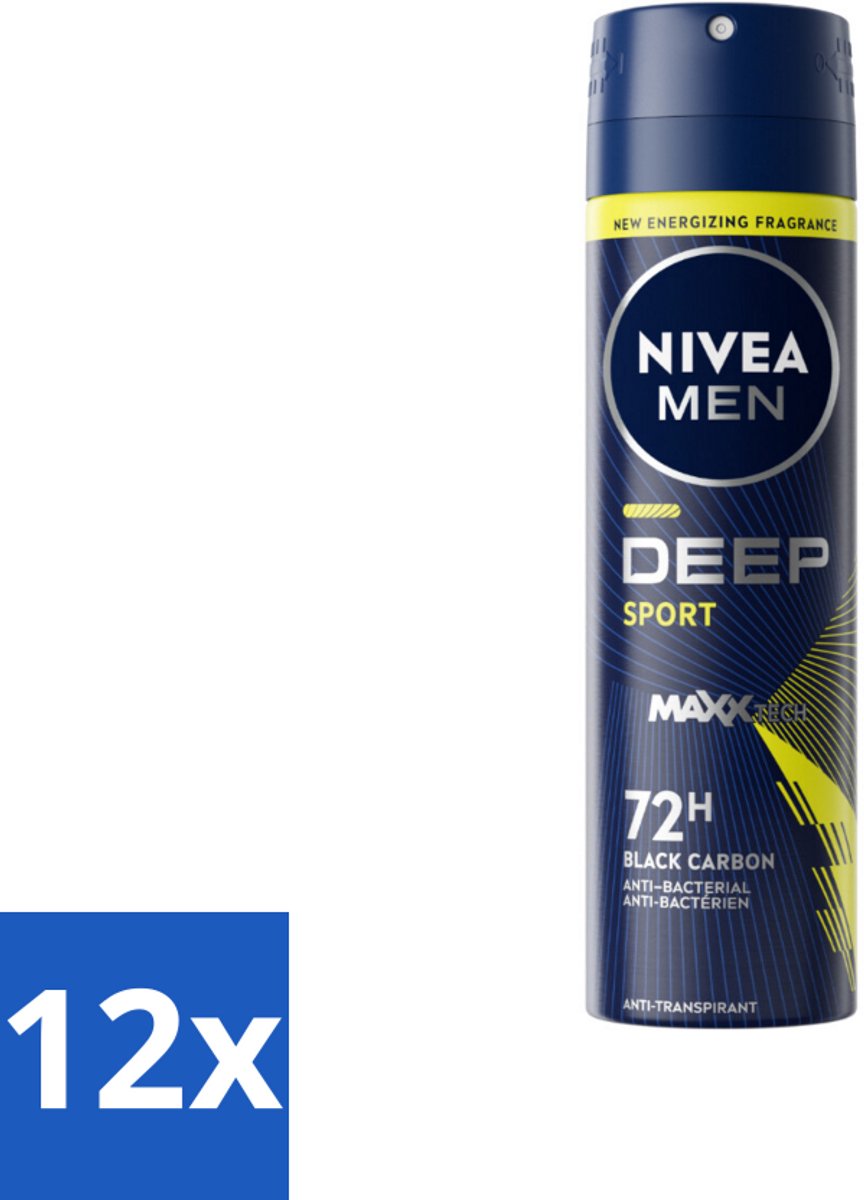 NIVEA MEN - Deodorant Spray - Deep Sport - 150 ml - Voordeelverpakking - 12 stuks