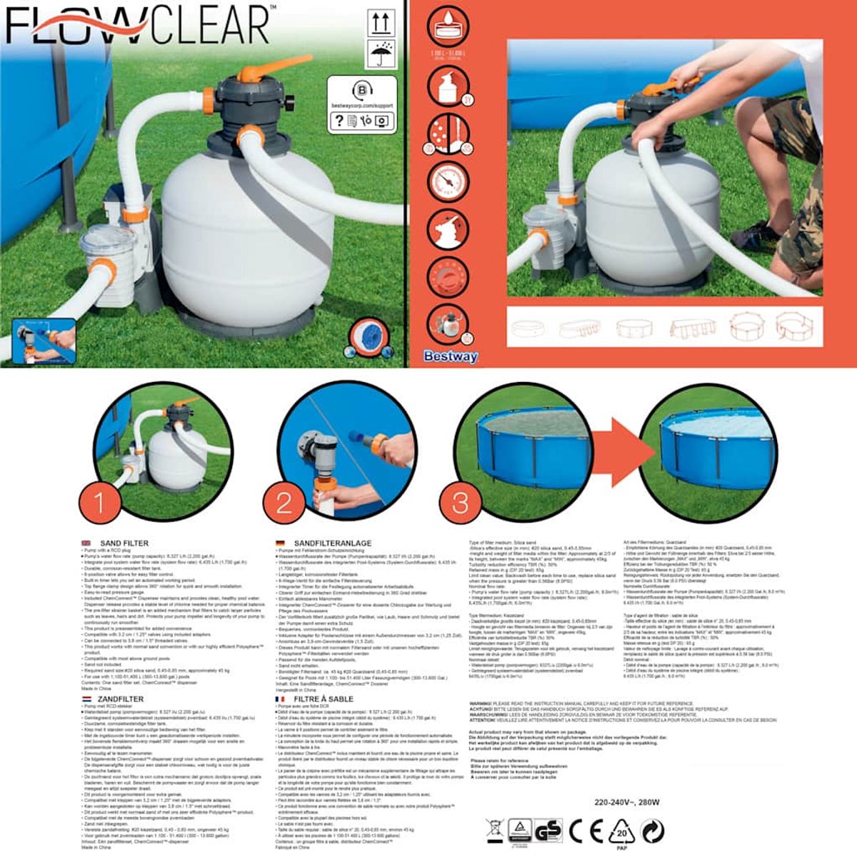 Bestway - Flowclear - Zandfilterpomp - 8327 - l/u – foto 7